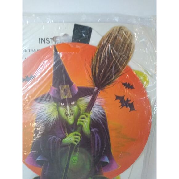 Halloween Witch Decoration 1984 Vintage Sealed Paper And Tissue Centerpiece 12" - Picture 6 of 9